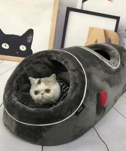 猫ハウス 隠れ家 トンネル型 猫小屋 猫ハウス 安全感 クッション付き ネコ キャット 2つの穴