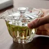 高級 手持ちティーポット 茶碗 耐熱ガラス 茶器茶壺 蓋碗 急須 煎茶道具 宝瓶